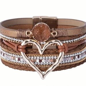 Bohemian Multi-layer Leather Fashion Bracelet Brown NEW